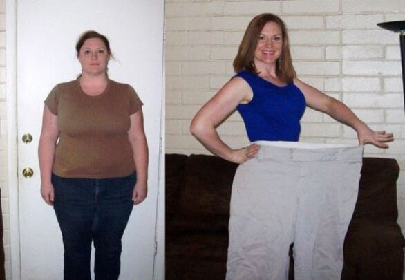 Жена пред и после следење на диета за пиење